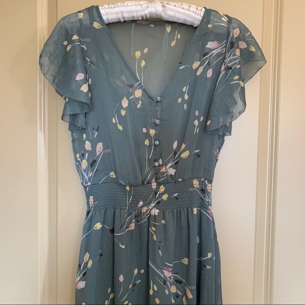 WHBM Flutter Sleeve Midi Dress